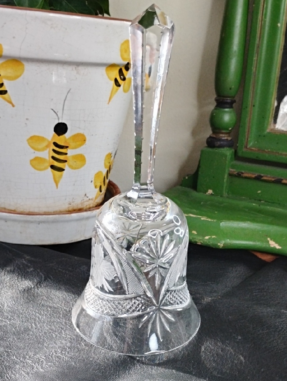 Vintage Clear Cut Glass Bell